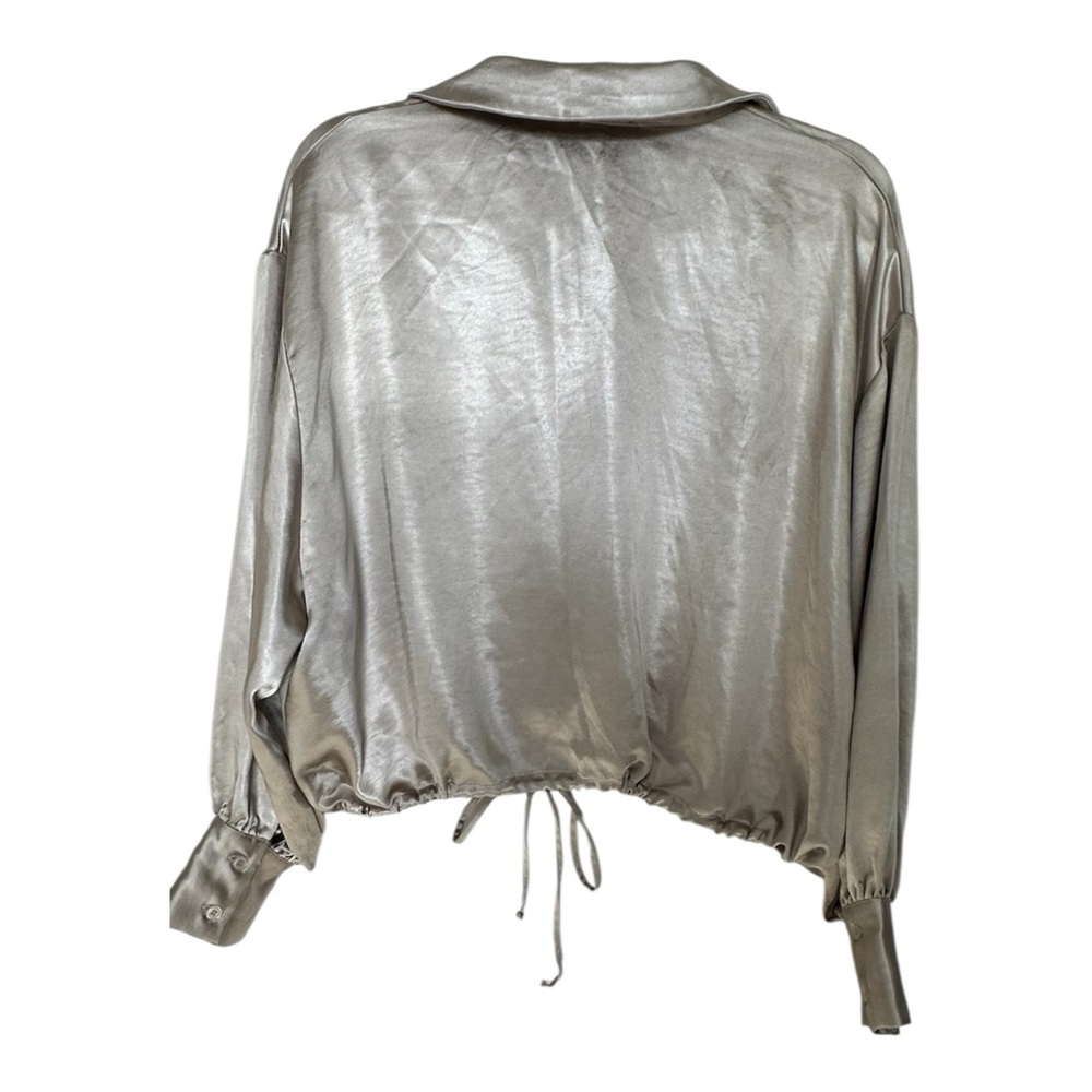 Drew Light Cream Button-Down Drawstring Hem Shirt - image 4